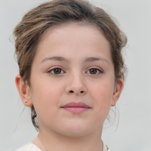 Neutral white child female with medium  brown hair and brown eyes