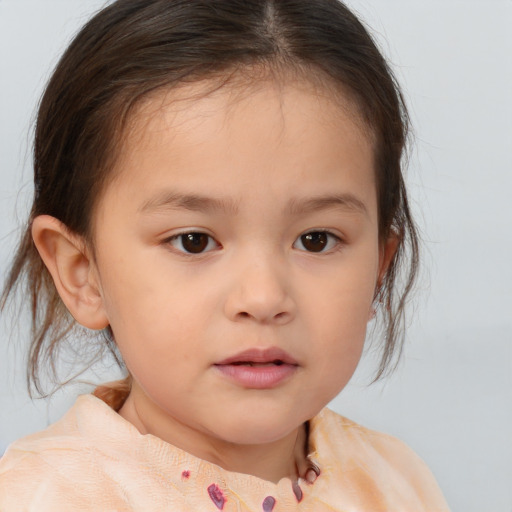 Neutral white child female with medium  brown hair and brown eyes