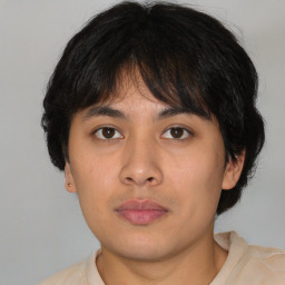 Neutral asian young-adult male with short  brown hair and brown eyes