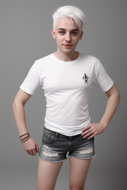 Albanian adult non-binary with  white hair