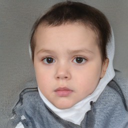 Neutral white child female with short  brown hair and brown eyes