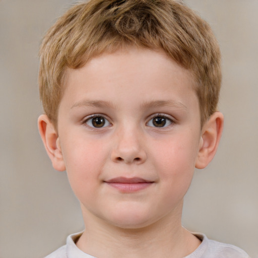 Neutral white child male with short  brown hair and brown eyes