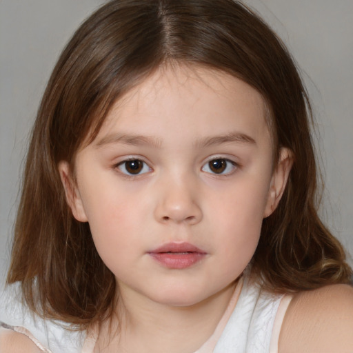 Neutral white child female with medium  brown hair and brown eyes