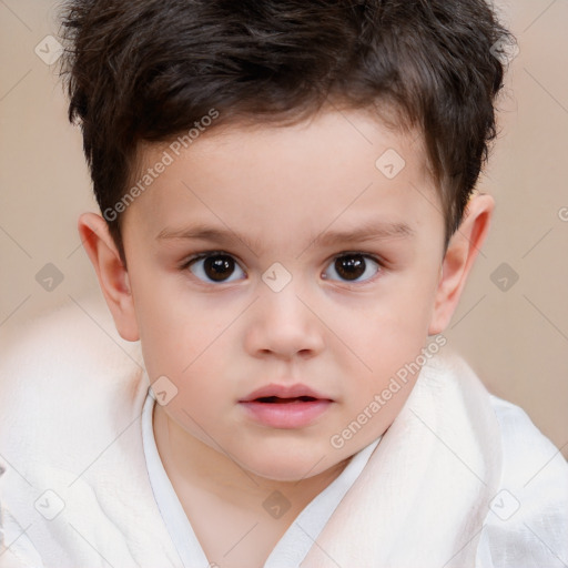 Neutral white child male with short  brown hair and brown eyes