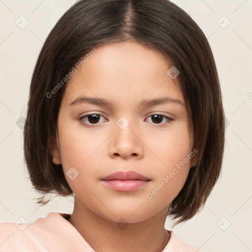 Neutral white child female with medium  brown hair and brown eyes