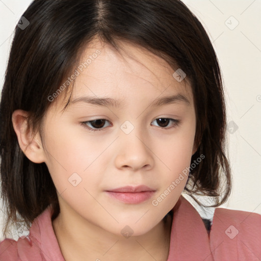 Neutral white child female with medium  brown hair and brown eyes