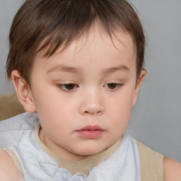 Neutral white child female with short  brown hair and brown eyes