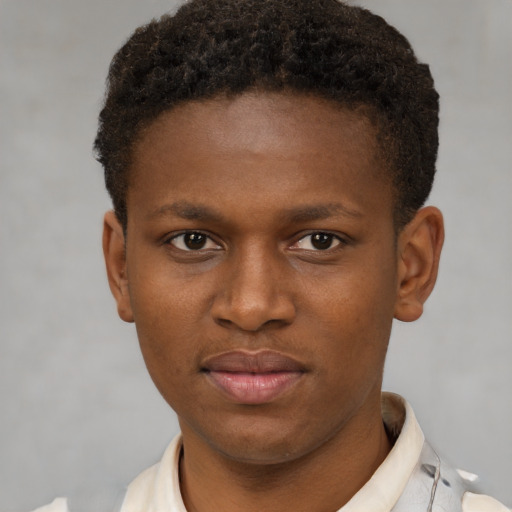 Neutral latino young-adult male with short  brown hair and brown eyes