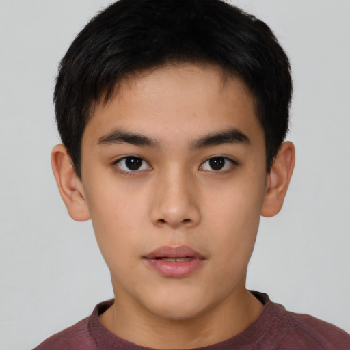 Neutral asian young-adult male with short  brown hair and brown eyes