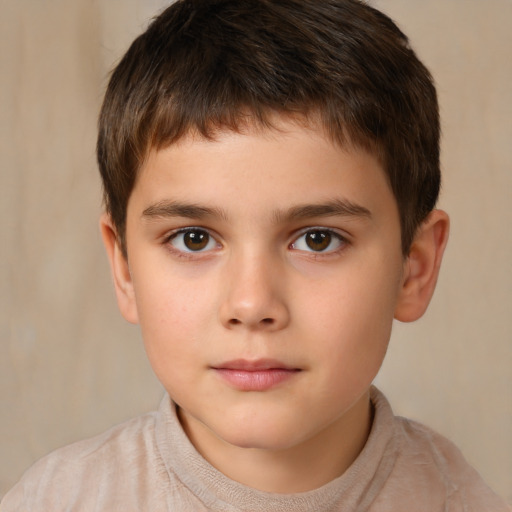 Neutral white child male with short  brown hair and brown eyes