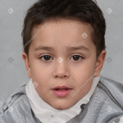 Neutral white child male with short  brown hair and brown eyes