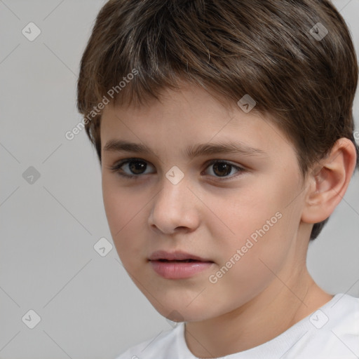 Neutral white child male with short  brown hair and brown eyes