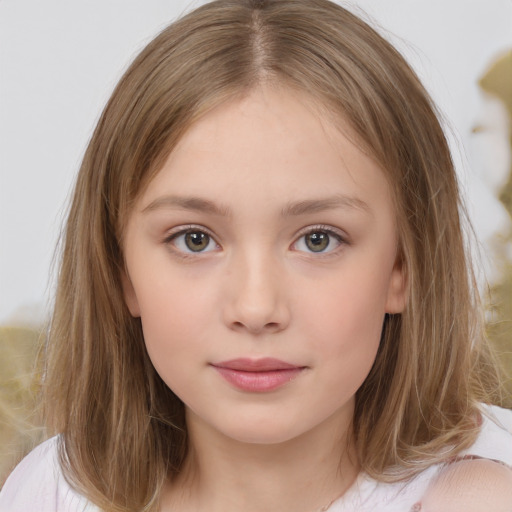 Neutral white child female with medium  brown hair and brown eyes