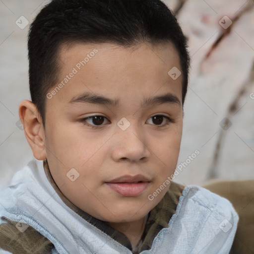 Neutral white child male with short  brown hair and brown eyes