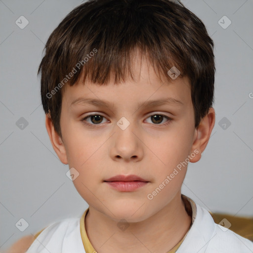 Neutral white child male with short  brown hair and brown eyes