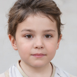 Neutral white child female with short  brown hair and brown eyes