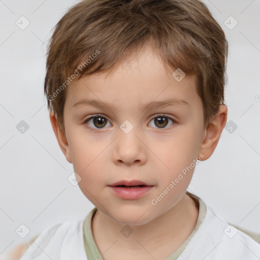 Neutral white child male with short  brown hair and brown eyes