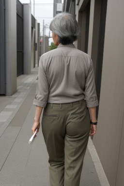 Japanese middle-aged female with  gray hair