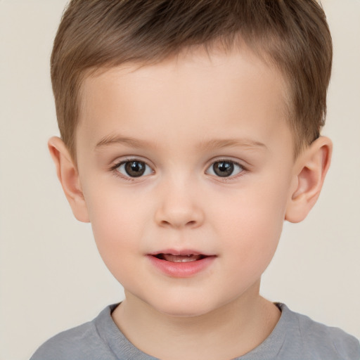 Neutral white child male with short  brown hair and brown eyes