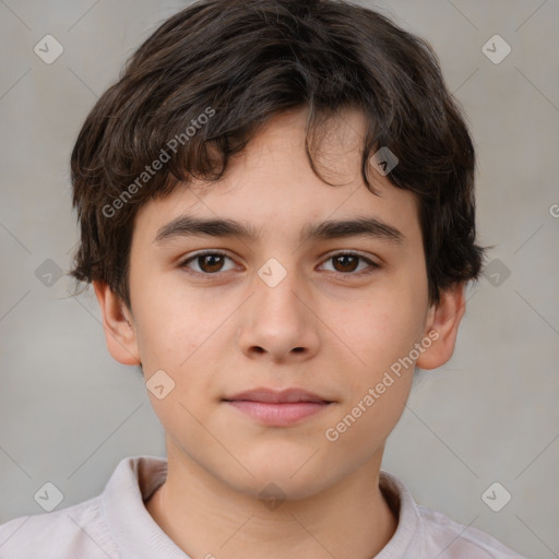 Neutral white child male with short  brown hair and brown eyes