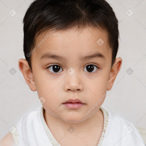 Neutral white child male with short  brown hair and brown eyes