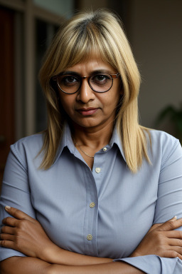 Indian middle-aged female with  blonde hair