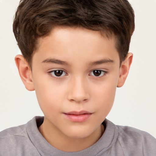 Neutral white child male with short  brown hair and brown eyes