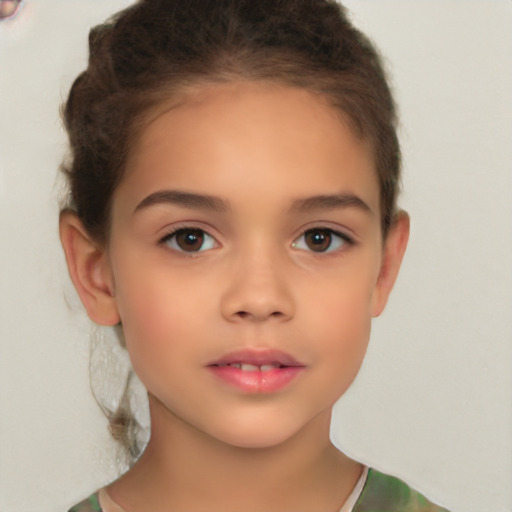 Neutral white child female with short  brown hair and brown eyes