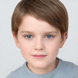 Neutral white child male with short  brown hair and grey eyes