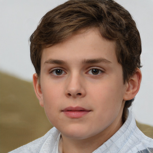 Neutral white child male with short  brown hair and brown eyes