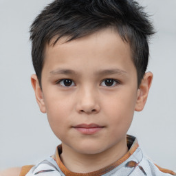 Neutral white child male with short  brown hair and brown eyes