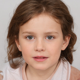 Neutral white child female with medium  brown hair and brown eyes