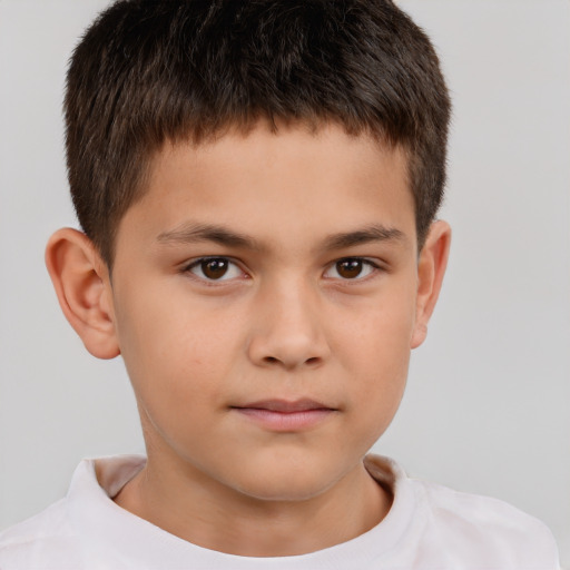 Neutral white child male with short  brown hair and brown eyes