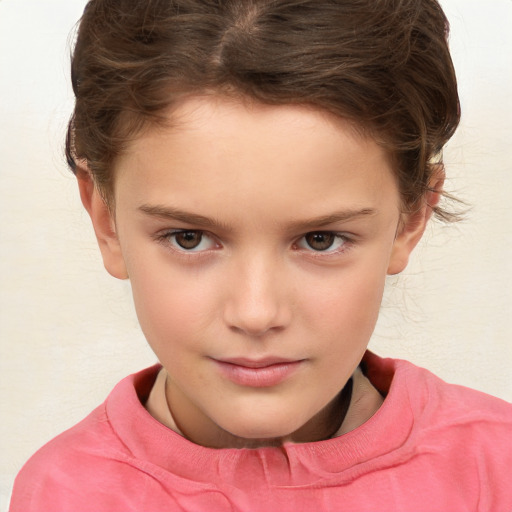 Neutral white child female with short  brown hair and brown eyes