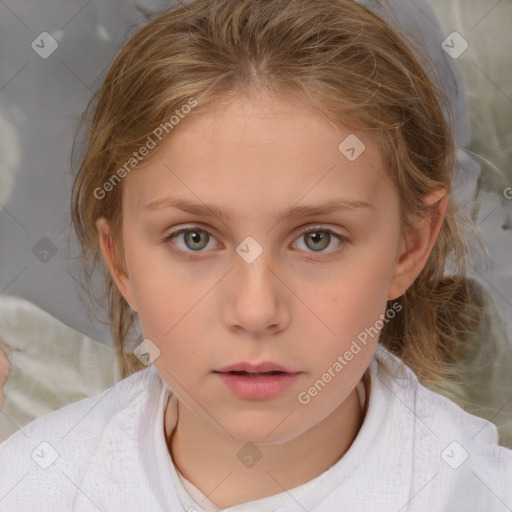 Neutral white child female with medium  brown hair and brown eyes