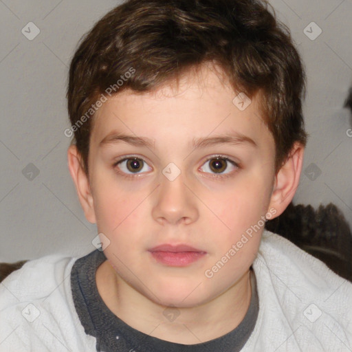 Neutral white child male with short  brown hair and brown eyes