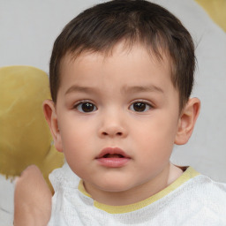 Neutral white child male with short  brown hair and brown eyes