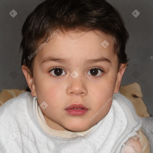 Neutral white child female with short  brown hair and brown eyes