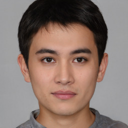 Neutral asian young-adult male with short  brown hair and brown eyes