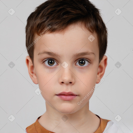 Neutral white child male with short  brown hair and brown eyes