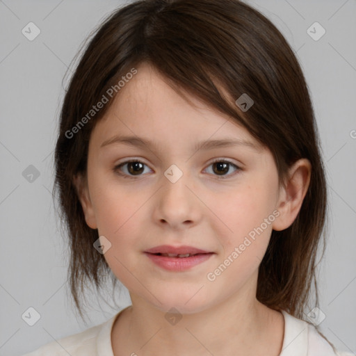 Neutral white child female with medium  brown hair and brown eyes