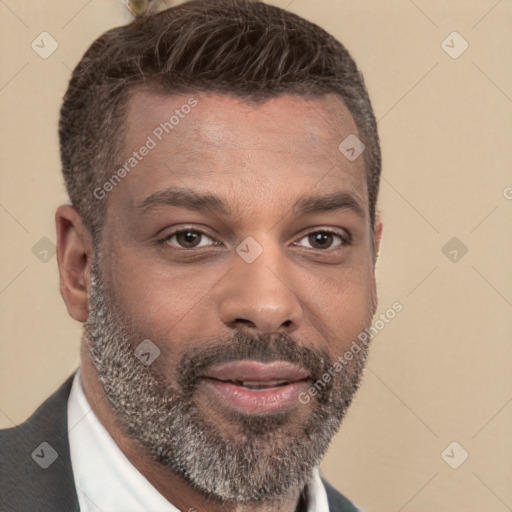 Neutral white adult male with short  brown hair and brown eyes