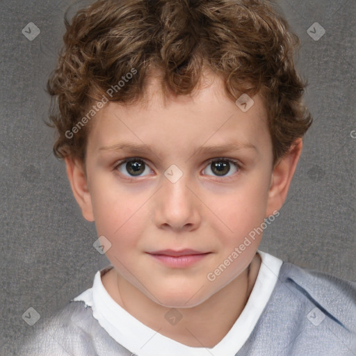 Neutral white child male with short  brown hair and brown eyes