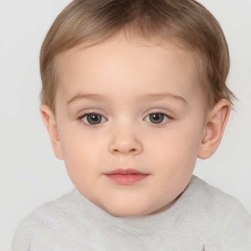 Neutral white child female with short  brown hair and brown eyes