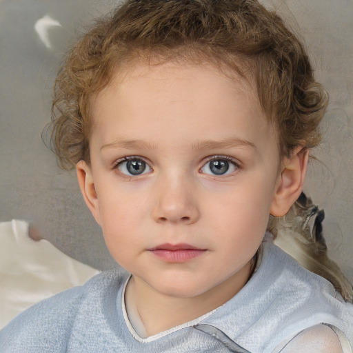 Neutral white child female with short  brown hair and brown eyes