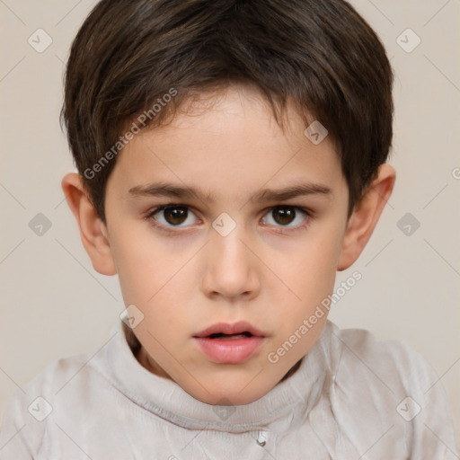 Neutral white child male with short  brown hair and brown eyes