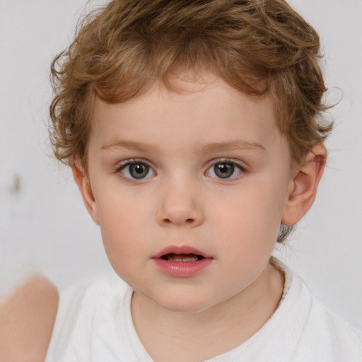 Neutral white child male with short  brown hair and brown eyes