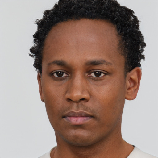 Neutral black young-adult male with short  brown hair and brown eyes