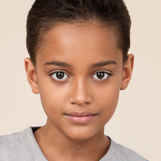 Neutral white child female with short  brown hair and brown eyes