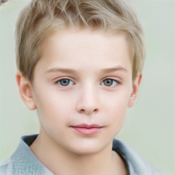 Neutral white child male with short  brown hair and grey eyes